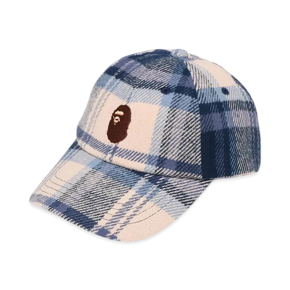 A BATHING APE Bape Check Panel Cap "Navy"
