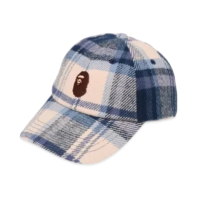 A BATHING APE Bape Check Panel Cap "Navy"