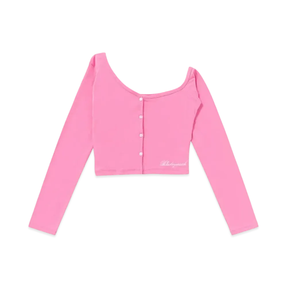 Blackeyepatch Script Logo Asymmetric Cardigan "Pink"