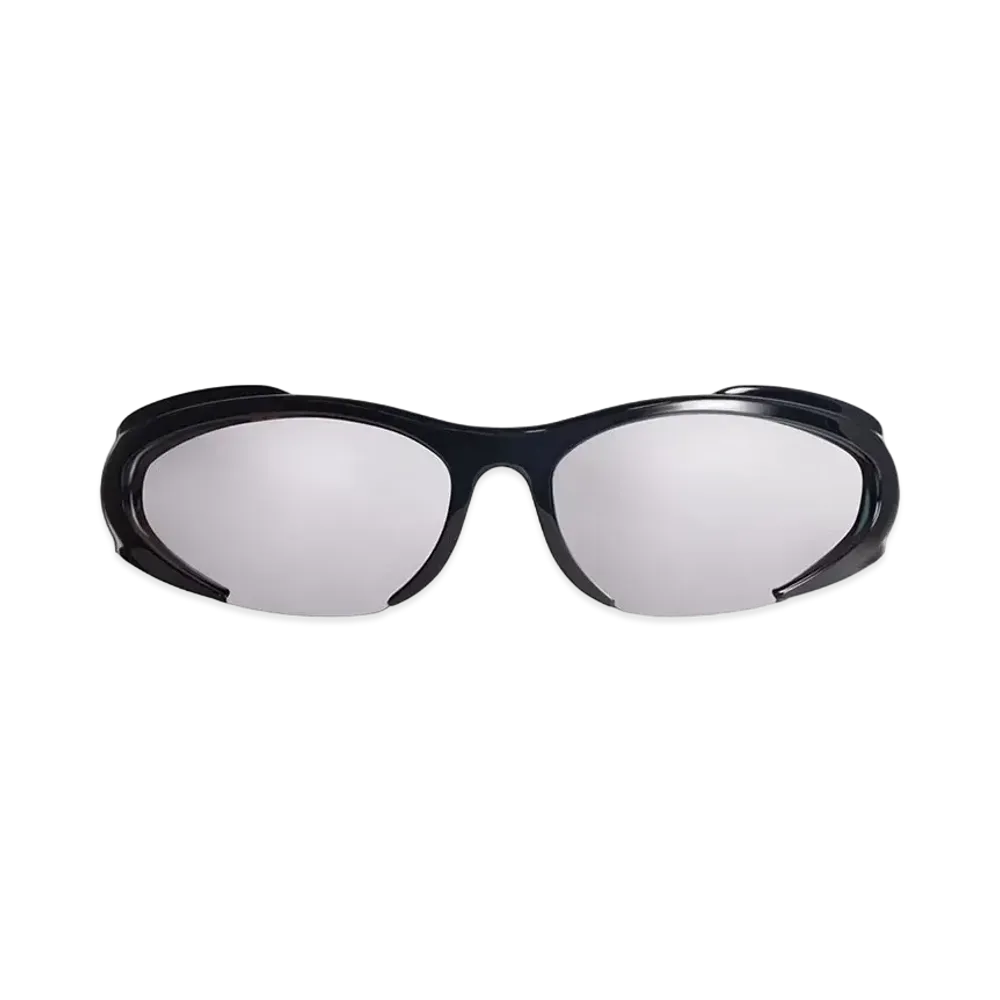 BALENCIAGA Men's Reverse Xpander Rectangle Sunglasses Bio-Based Injected Nylon Mirror Lenses "Silver/Black"