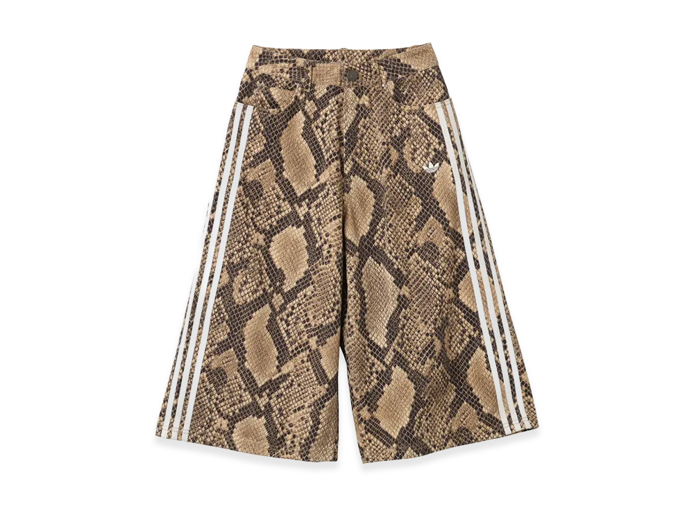 adidas Women's Snake Print Denim Bermuda Shorts "Linen/Magic Beige"