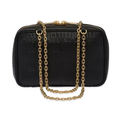MIU MIU Logo-Embossed Leather Top-Handle Bag "Black"