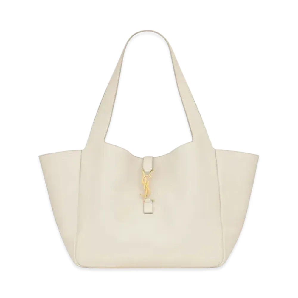 Saint Laurent LE 5 A 7 BEA in Grained Leather "Blanc Vintage/Dark Beige"