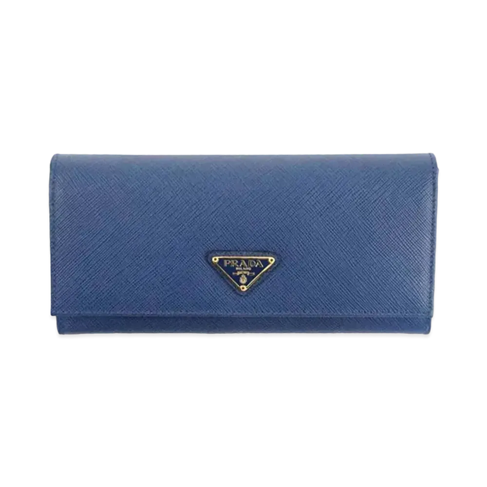 PRADA Saffiano Logo Wallet "Blue"