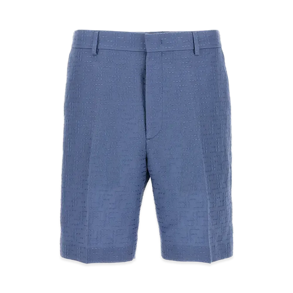 FENDI Linen Bermuda With Jacquard Shorts "Blue"