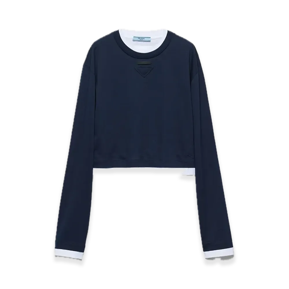 PRADA Long-Sleeve Jersey Tee "Navy"