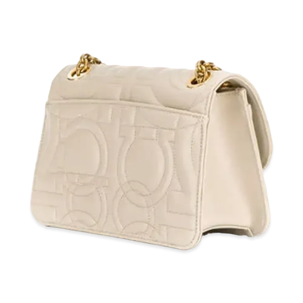 Salvatore Ferragamo Quilted Gancini Flap Bag (L) "Peony"