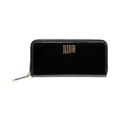 Dior Glossy Calfskin Voyajer Wallet "Black"