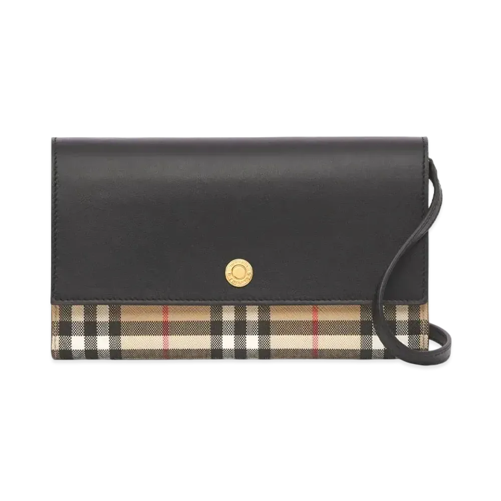 Burberry Check & Leather Wallet With Detachable Strap "Archive Beige/Black"
