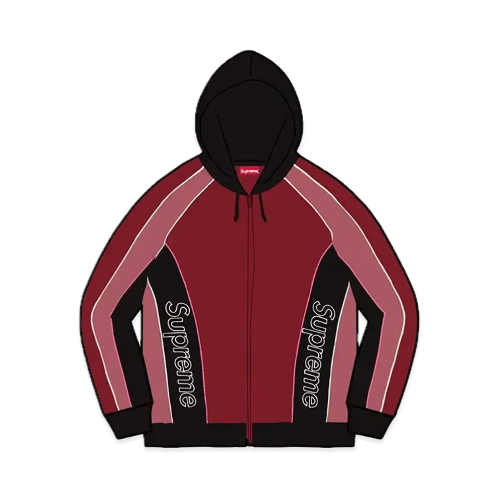 Supreme Track Paneled Zip Up Hooded Sweatshirt "Cardinal"