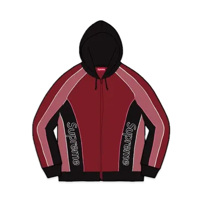 Supreme Track Paneled Zip Up Hooded Sweatshirt "Cardinal"