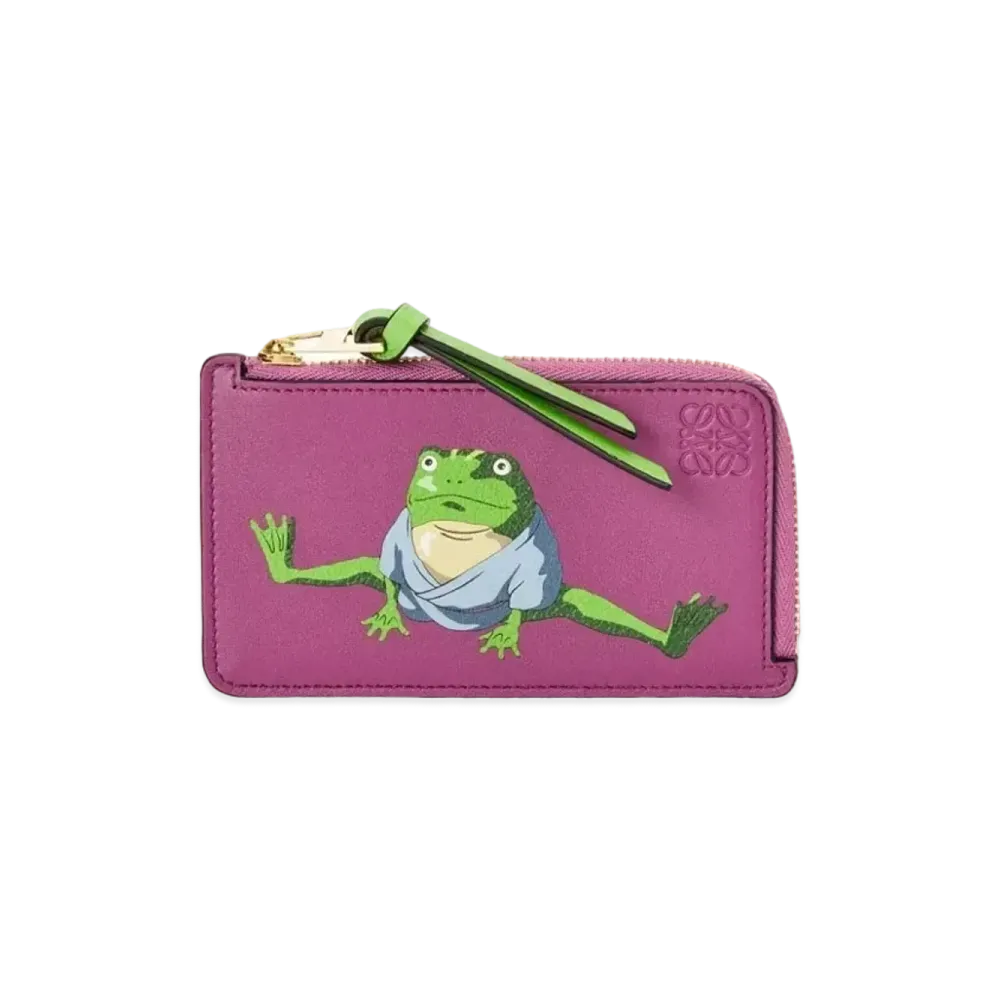 LOEWE x Spirited Away Aogaeru Coin Cardholder In Classic Calfskin "Bouganville"