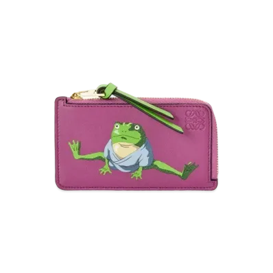 LOEWE x Spirited Away Aogaeru Coin Cardholder In Classic Calfskin "Bouganville"