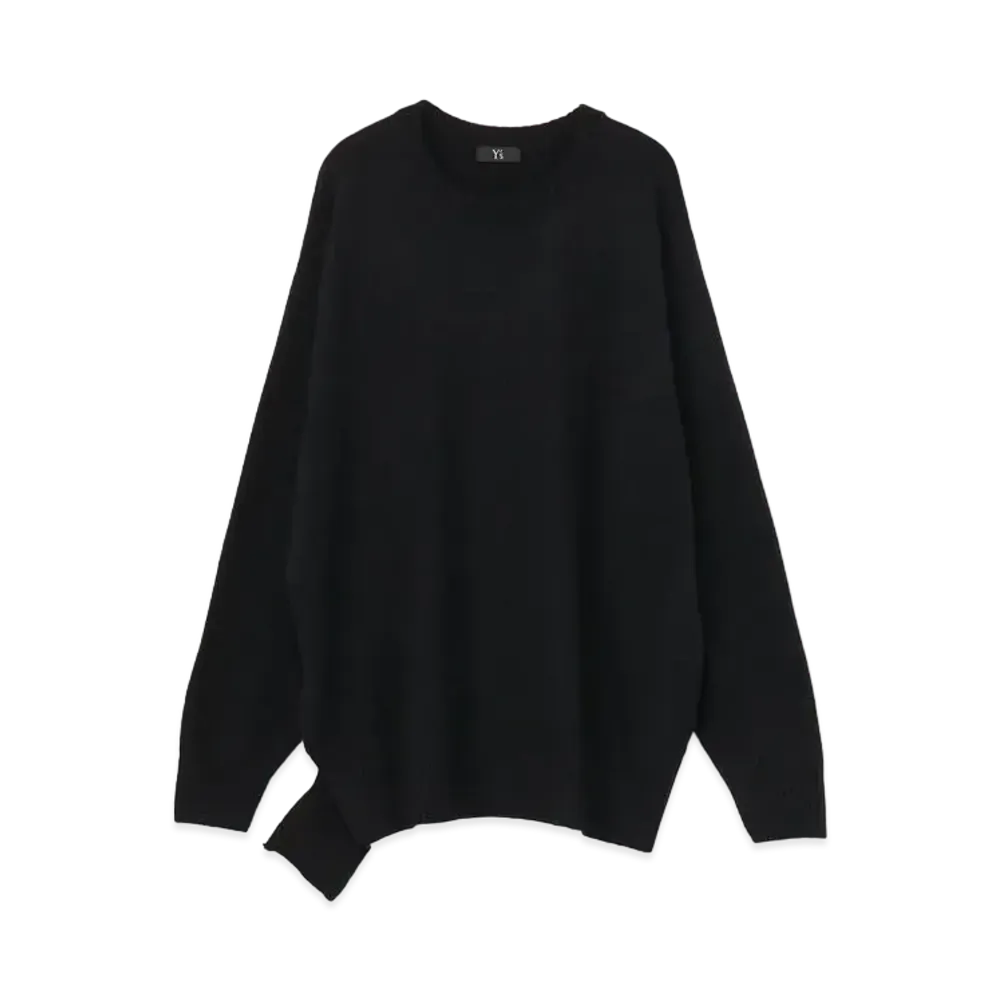 Yohji Yamamoto Y's WOOL PLAIN STITCH SUPER BIG ROUND NECK SWEATER "Black"