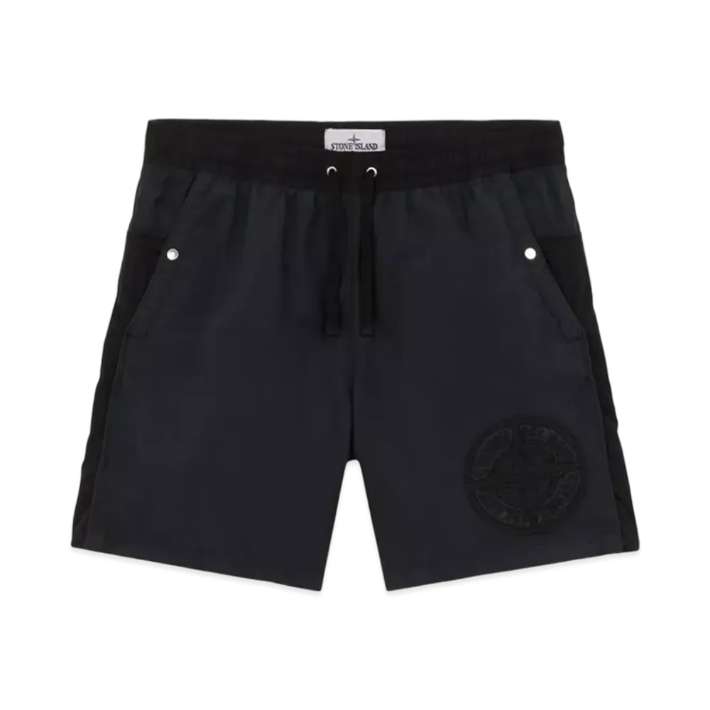 Stone Island B01M4 Brushed Nylon Swim Trunks with Zipper Pocket - 24FW "Black"