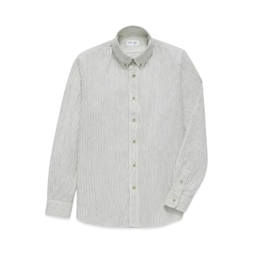 JJJJound Striped Flannel Shirt "Off White/Charcoal"