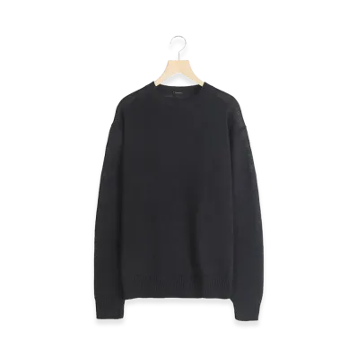COMOLI Linen Crew Neck Knit "Black"