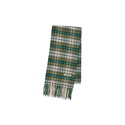 AURALEE Cashmere Check Long Stole "Moss Green Check"