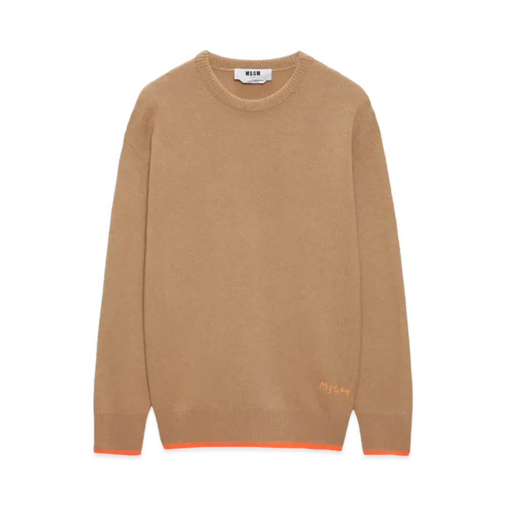 MSGM Round Neck Jumper In Wool And Cashmere "Brown"