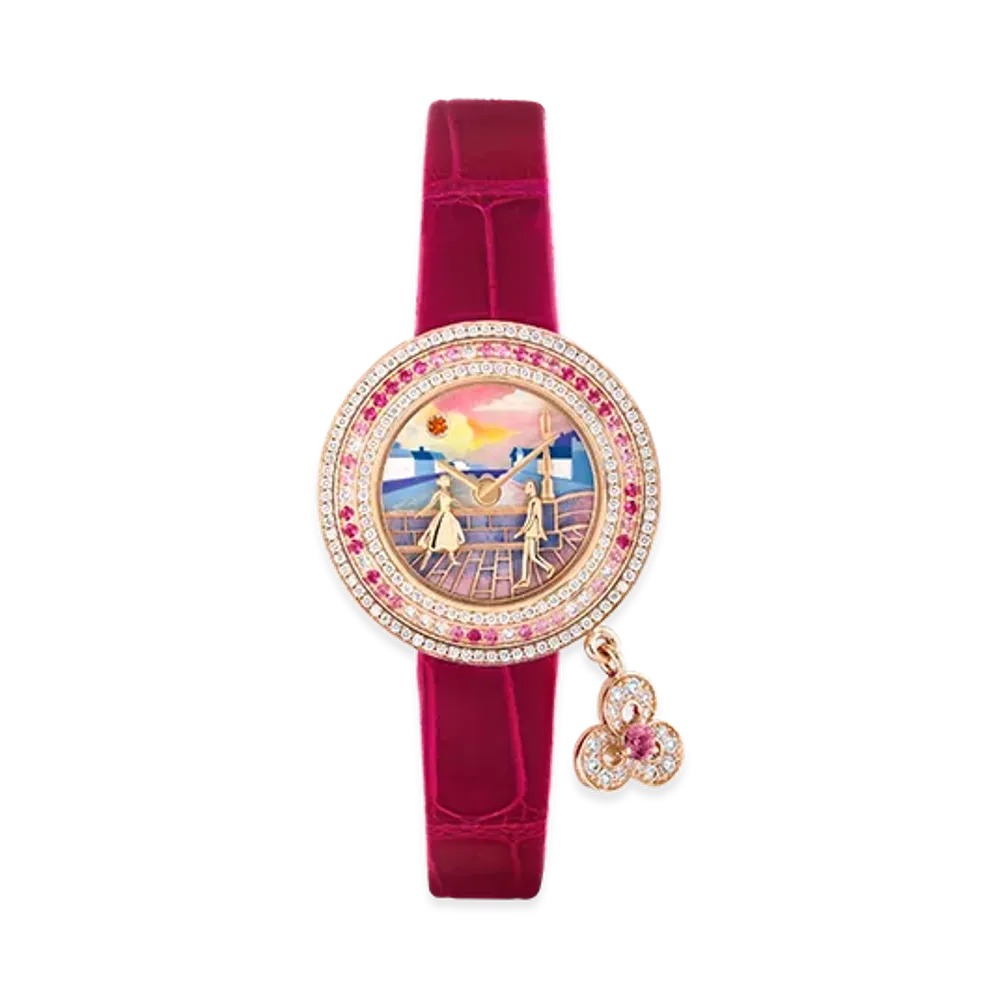 Van Cleef & Arpels Charms Romance Parisienne Rencontre watch "18K Rose gold/Sapphire/Spessartite/Diamond/Mother-of-pearl"