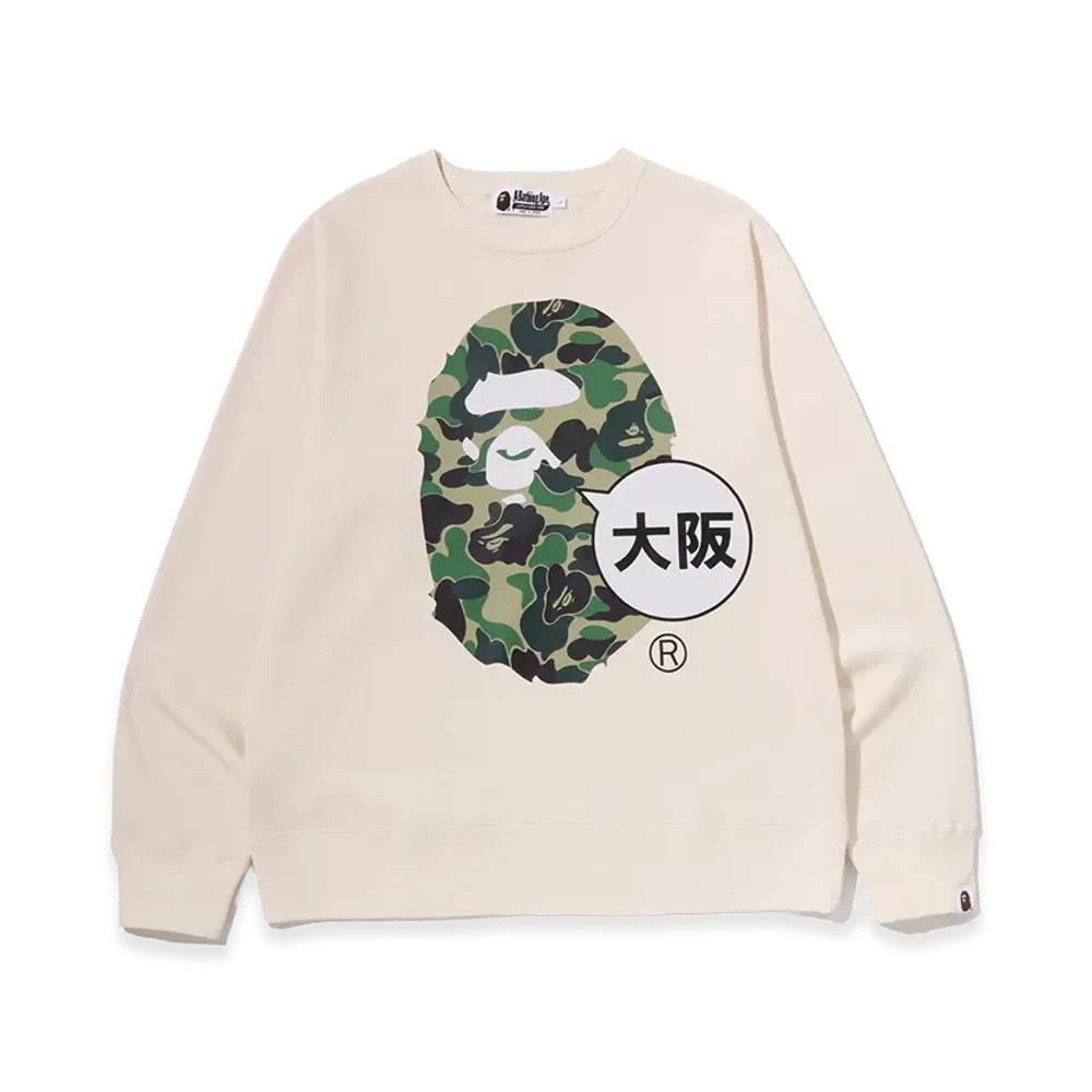 A BATHING APE Osaka Exclusive ABC Camo Ape Head Osaka Crewneck Sweatshirt "Ivory"