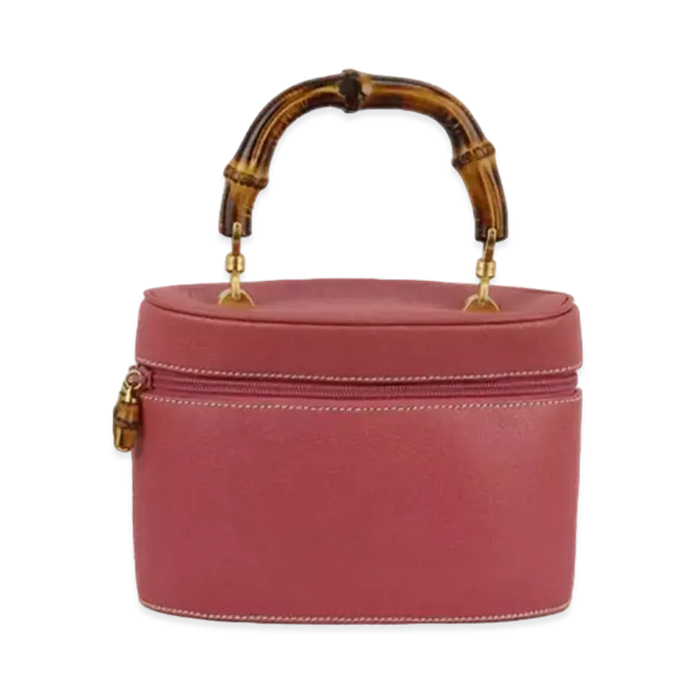 GUCCI Bamboo Vintage Mini Vanity Leather "Red"