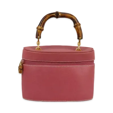 GUCCI Bamboo Vintage Mini Vanity Leather "Red"