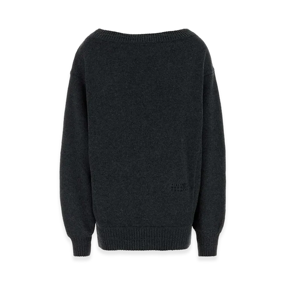 MM6 Maison Margiela Women's Wool Blend Mini Sweater Dress "Dark Gray"