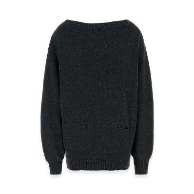 MM6 Maison Margiela Women's Wool Blend Mini Sweater Dress "Dark Gray"