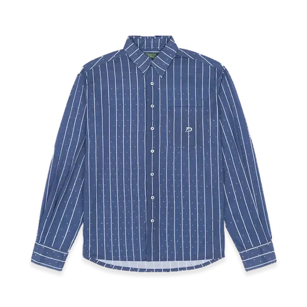 DENIM TEARS Coach Oxford Mesh Button Up "Blue"