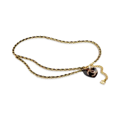 CHANEL Chain Belt Metal, Resin, Silk, Calfskin & Strass "Gold/Brown/Black/Crystal"
