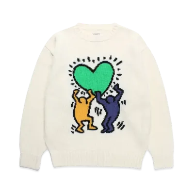 WACKO MARIA x Keith Haring Jacquard Knit Sweater "White"