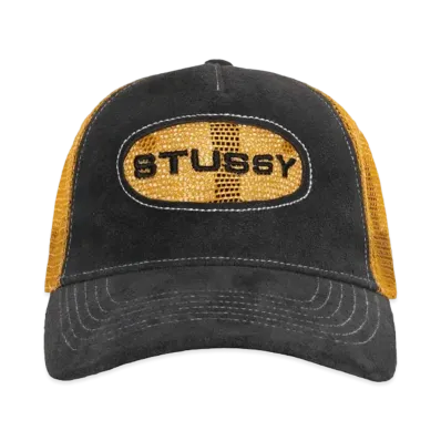 Stussy Low Pro Trucker Cut-Out Leather Snapback "Honey"