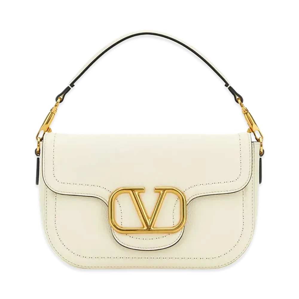 Valentino Women's Leather Alltime Shoulder Bag "Ivory/White"
