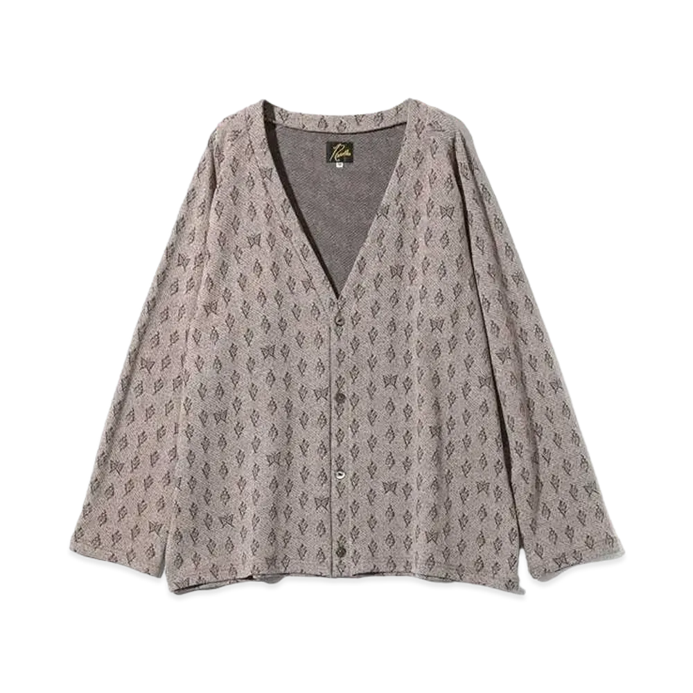 Needles V Neck Cardigan - C/An Papillon&Floral Jq. "Grey/Purple"