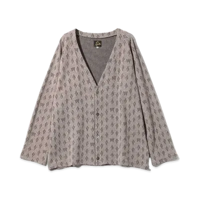 Needles V Neck Cardigan - C/An Papillon&Floral Jq. "Grey/Purple"