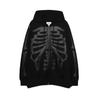 TAKAHIROMIYASHITATheSoloist. full zip hoodie. "BLACK X BLACK BONE"