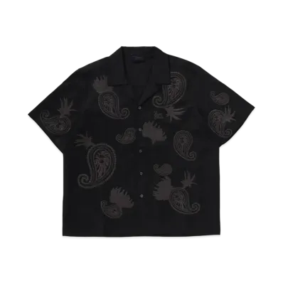 A BATHING APE Bape Black 3D EMB Camp Shirt "Black"
