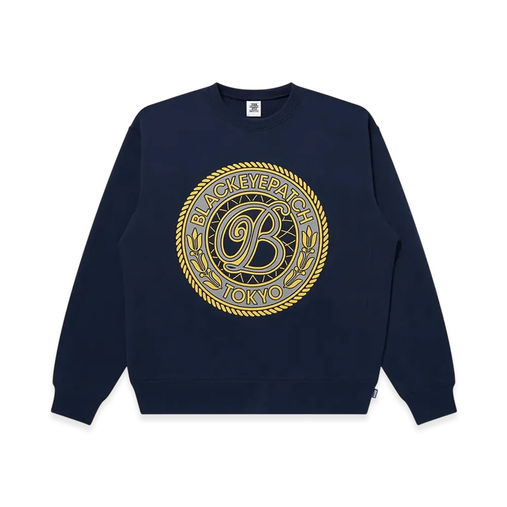 BlackEyePatch Reflective Vintage B Emblem Crew Sweat "Navy"