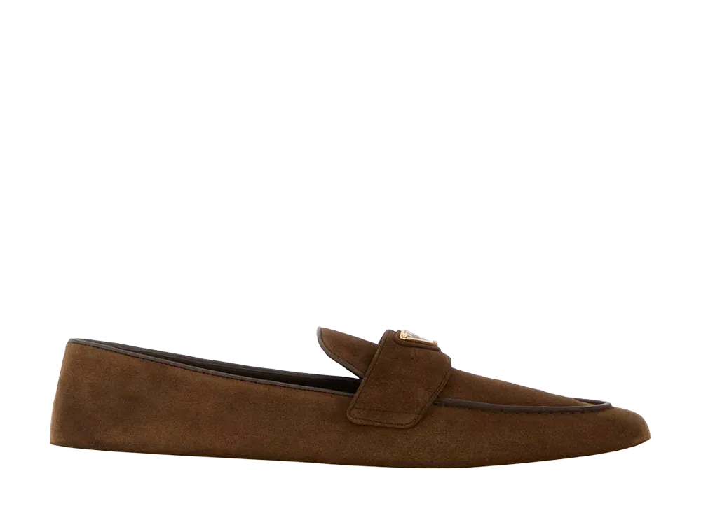 PRADA Women's Logo Loafers "Brown"