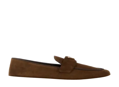 PRADA Women's Logo Loafers "Brown"