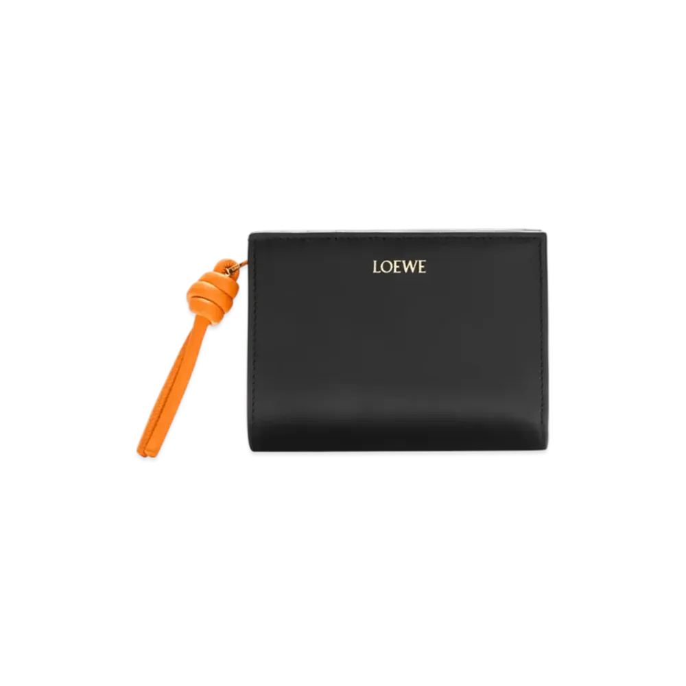 LOEWE Knot Compact Wallet "Black/Bright Orange"
