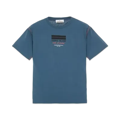 Stone Island 20894 COTTON JERSEY 'ULTRA INSTITUTIONAL THREE' PRINT_REGULAR FIT "Teal"