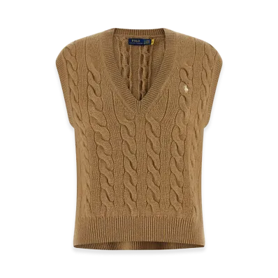 Polo Ralph Lauren Women's Slv Vn Po-N/A-Sleeveless-Pullover "Camel"