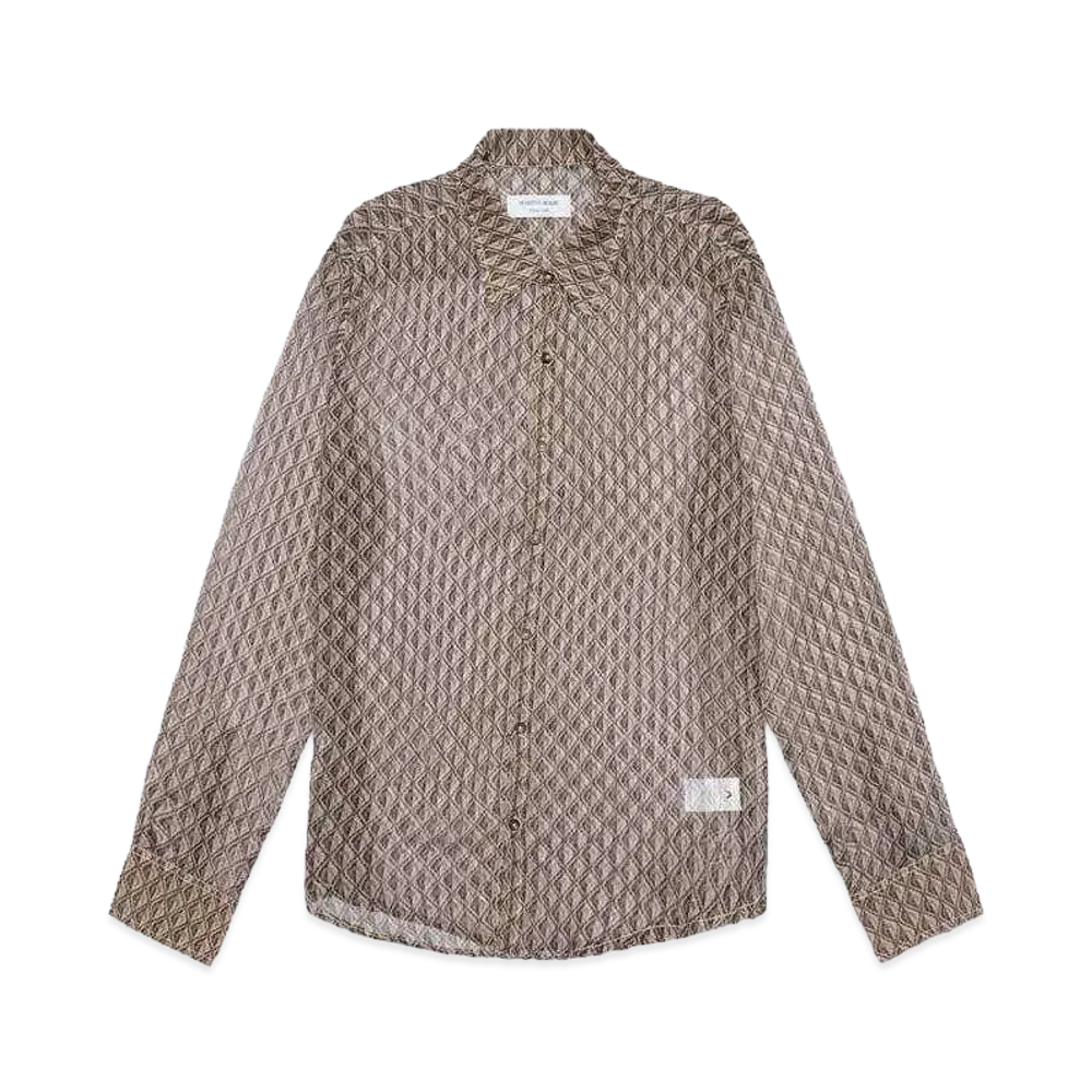 Marine Serre MOON DIAMANT SILK CREPON BUTTON UP SHIRT "BEIGE"