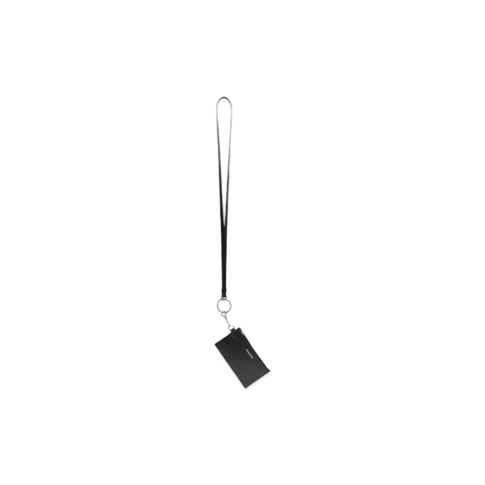 BALENCIAGA Embossed Monogram Card Key Ring Box Calfskin "Black"