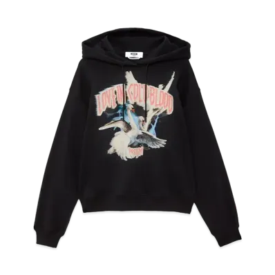 MSGM Jersey Sweatshirt With Graphic Print "Black"