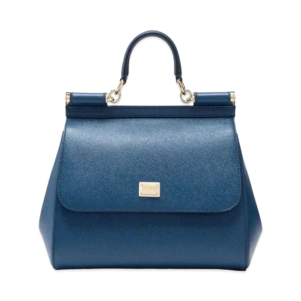 Dolce&Gabbana Sicily Bag Dauphine Leather Medium Size "Blue"