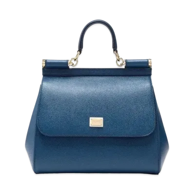 Dolce&Gabbana Sicily Bag Dauphine Leather Medium Size "Blue"