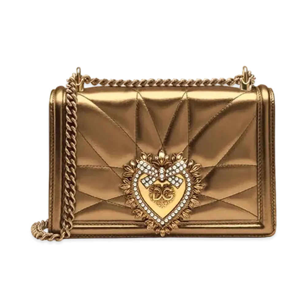 Dolce&Gabbana Devotion Bag Medium Quilting Nappa Bronze "Gold"